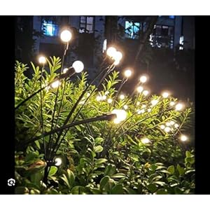 Solar Firefly Lamp Stake Lights 10 LEDs 2 Pack, Outdoor Garden Waterproof Decorations for Party Garden Landscape Lighting, Warm White