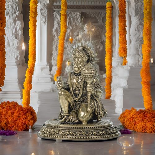 Estatua de Hanuman Ji sentado de latón 3 pulgadas miniatura 7