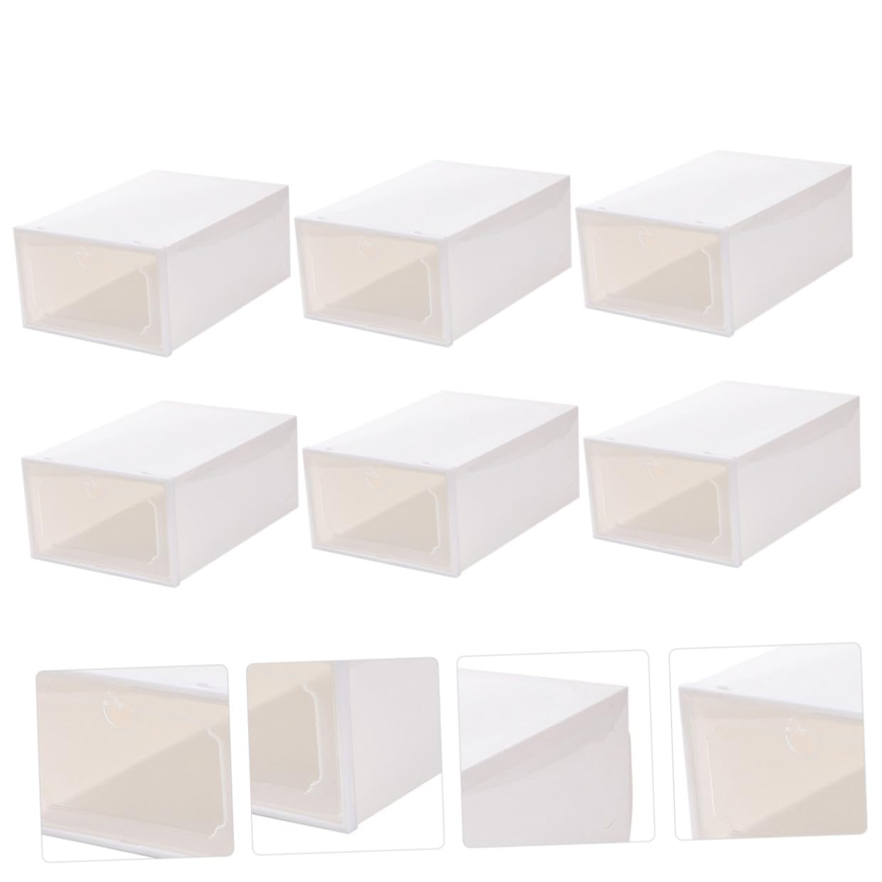 VILLCASE 6 pezzi Scatole Scarpe Trasparenti Impilabili Contenitori Plastica Grande Capacità con Apertura Frontale Organizer Cassetto Protettivo per Scarpe Facile Montaggio e Smontaggio