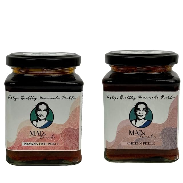 Mai's lonche - Chicken & Prawns Pickle Combo Pack | Prawn Pickle | Chicken Pickle | Gift | Sea food | Healthy Pickles | No Preservative pickle | 250 x 2 GMS | (Pack of 2)