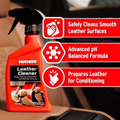 Mothers Leather Cleaner, 12 oz. — Advanced pH Balanced Formula Safely Deep Cleans & Moisturizes Leather Surfaces, Preps for Conditioning to Enhance Appearance & Longevity (06412) by Mothers - Image 3