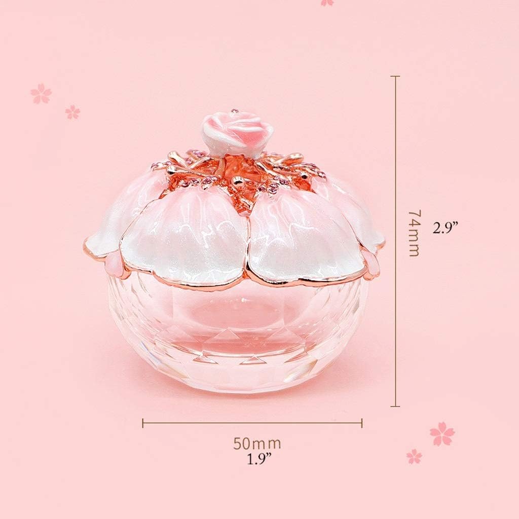 Schmuckschatullen Schmuckschatulle aus Glas mit Deckel aus Blechlegierung, kleine rosa Schmuckschatulle für Ringe, Halsketten, Andenken-Organizer, Schmucketui, Geschenk