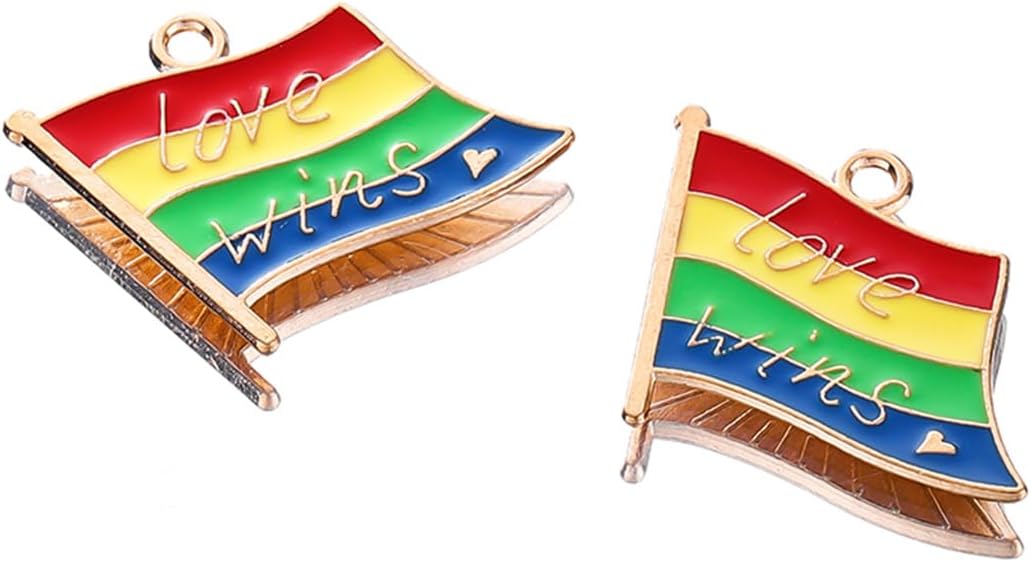 4Pcs Rainbow Charms for Jewelry Making Cute Charms Bulk Jewelry Colorful Rainbow Pride Alloy Pendants Accessories for Bracelets Necklaces Earrings Keychain DIY Crafts Supplies image 4