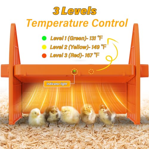 Heating Brooder Plate for Chicks Ducklings, Adjustable 3 Levels Temperature Brooder House for Keeping Poultry Warm(Orange, L)