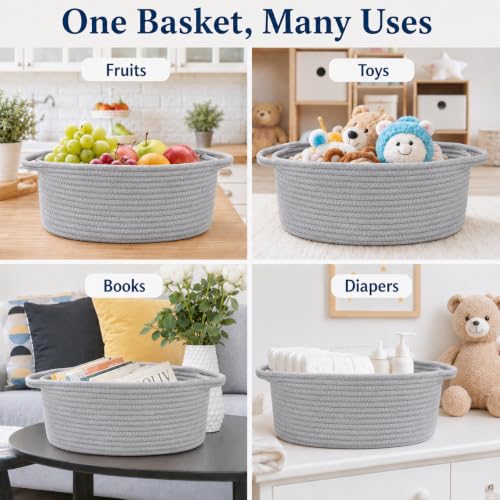 Image of Empty Gift Basket with Gift Bag & Ribbon, Woven Rope Basket, 12x8x5