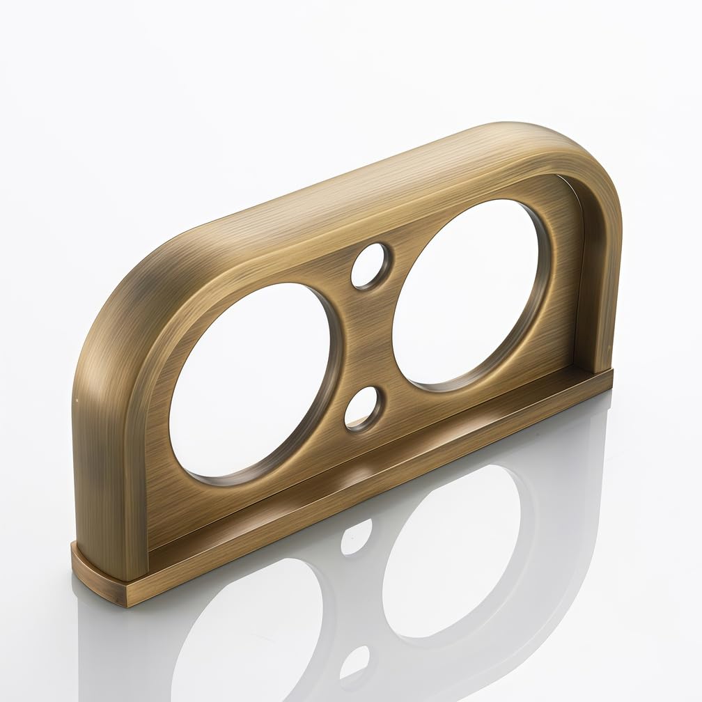 Soporte para cepillo de dientes de baño con vasos de cerámica dobles montados en la pared, organizador de vasos de latón para baños, accesorio dorado funcional para un cuidado bucal cómodo