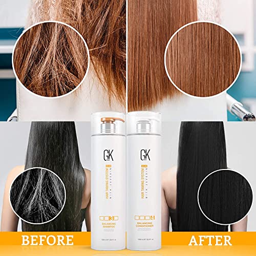 Gk Hair Global Keratin Balancing Shampoo And Conditioner Sets (33.8 Fl Oz/1000Ml) For Oily & Color Treated Hair Deep Cleansing Ideal For Over-Processed And Environmentally Stressed Hair #TOP1