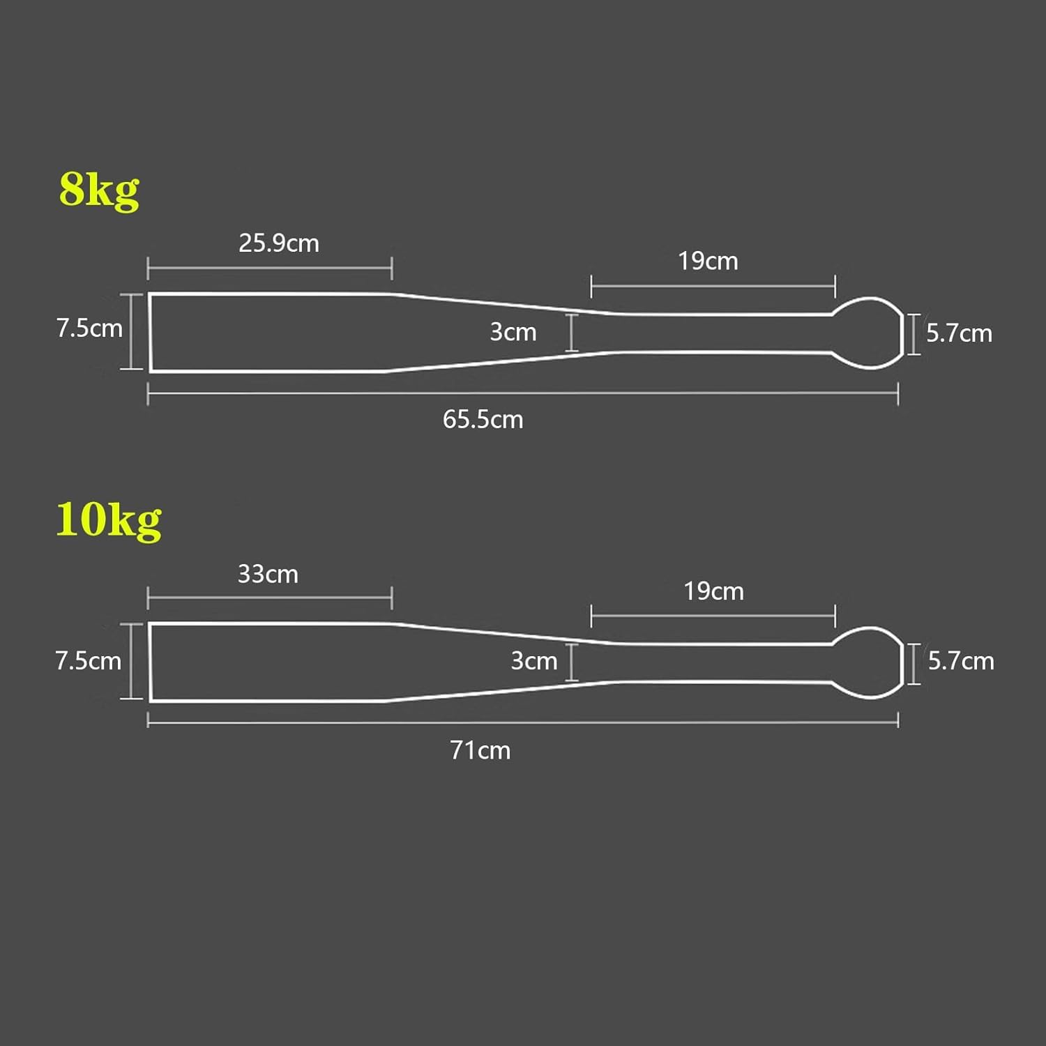 Steel Club Krafttraining, Macebell, Ganzkörpertrainer für Muskelaufbau, Handgelenktraining, Unterarmtraining und Grifftraining mit rutschfesten Rändelgriffen, 4/6/8/10 kg, 2 kg/4 Pfund