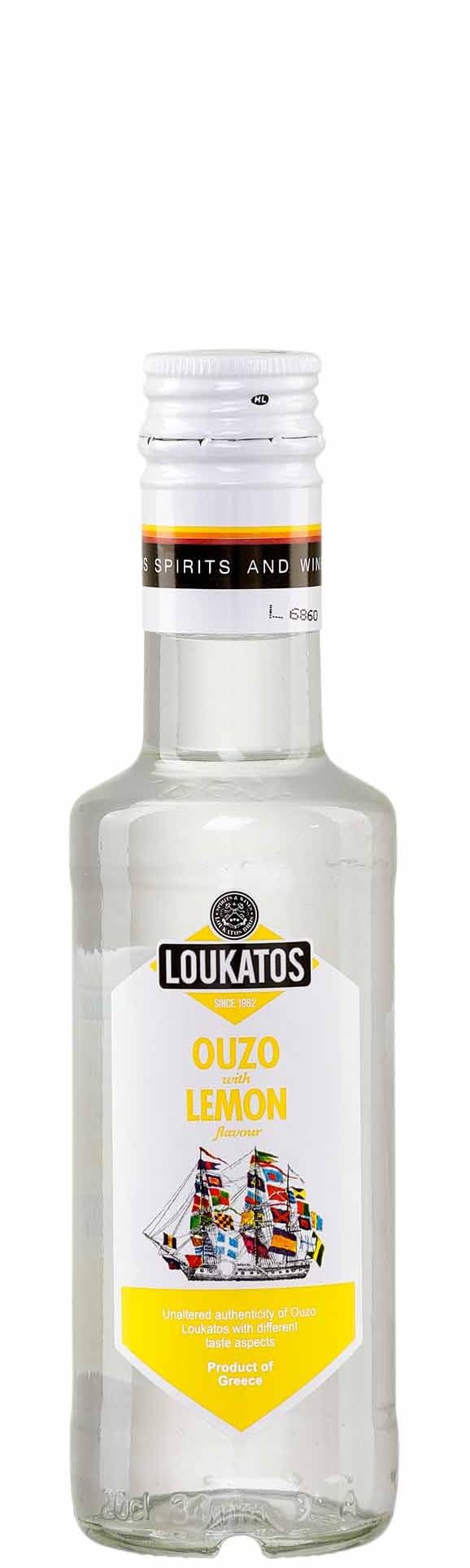 Loukatos Ouzo mit Zitronengeschmack 1x 0,2l | 43% Vol.