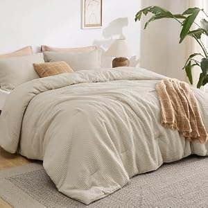Bedsure Waffle Comforter Set Queen, Soft...