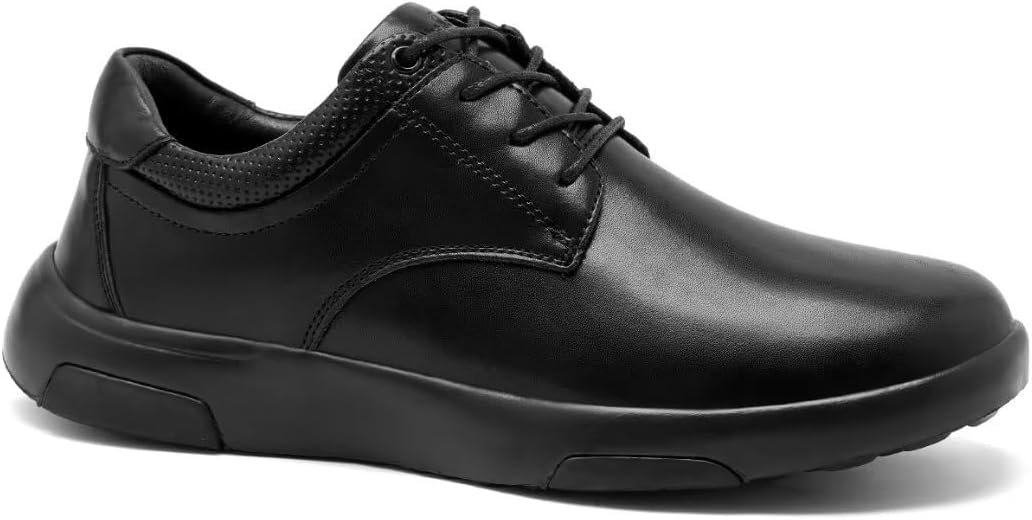 OrthoComfootMen's Orthopedic Leather Dress Walking Shoes: Comfortable Orthotic Fashion Sneakers with Arch Support, Casual Plantar Fasciitis Business Work Oxfords for Foot and Heel Pain Relief
