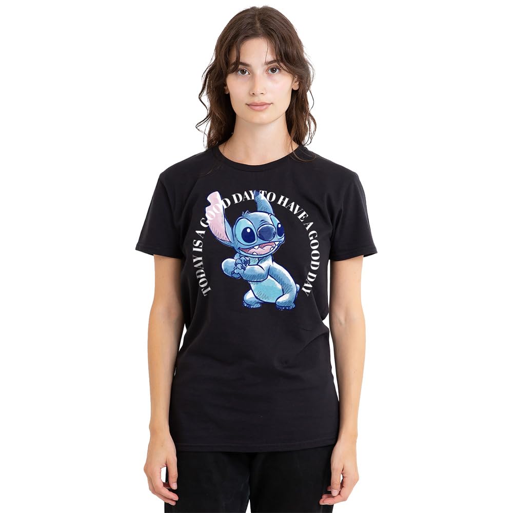 Disney Women's Lilo Stitch Good Day T-Shirt Black - L