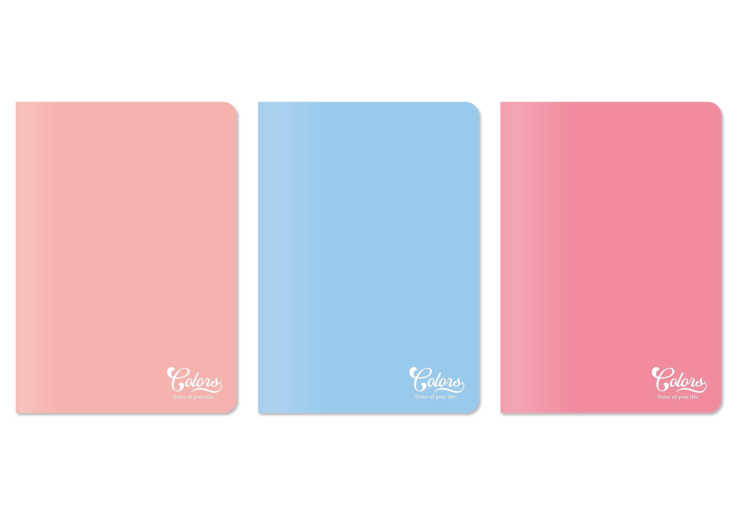 Meteksan Colors A4 80 Yaprak Kareli Defter 3'lü Paket, Somon, Pembe, Mavi