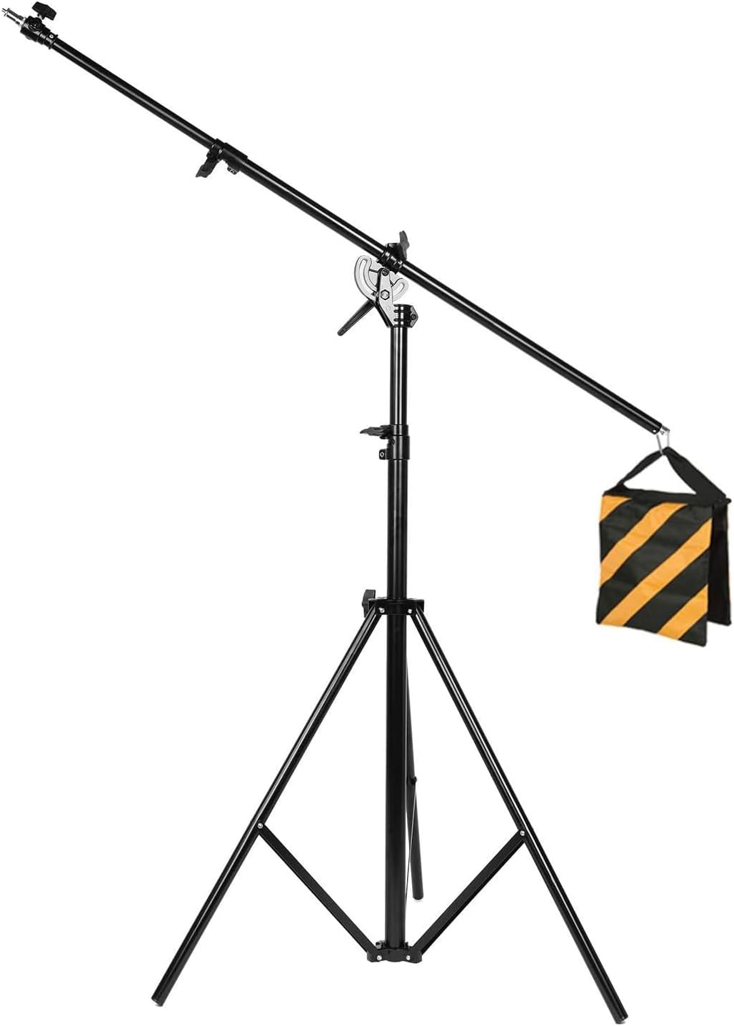 Max 13.2ft/400cm Two Way Adjustable Photo Studio Light Stand with 6.2ft/190cm Boom Arm and Sandbag, Aluminum Alloy Rotable Tripod for Studio Outdoor Photography Portrait Video