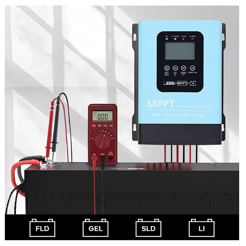 Y&H Régulateur de charge solaire MPPT 120 A, 12 V 24 V 36 V 48 V 60 V 72 V 84 V 96 V PV Max 230 V pour batterie au plomb-acide scellée et batterie au lithium