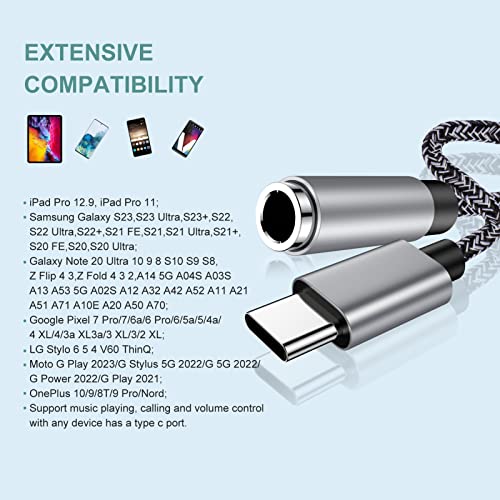 Usb Type C To 3.5Mm Female Headphone Jack Adapter,Usb C To Aux Audio Adapter Dongle Cable Cord For Samsung Galaxy S23 Ultra A54 A34 A13 A14 A04S S22 A53 Z Fold4 Flip4 Note 20 S10 S9,Pixel 7Pro,Macbook #TOP6