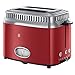 Russell Hobbs Toaster Grille-Pain, 3 Fonctions, Température Ajustable, Réchauffe Viennoiserie, Design Vintage - Rouge 21680-56 Retro