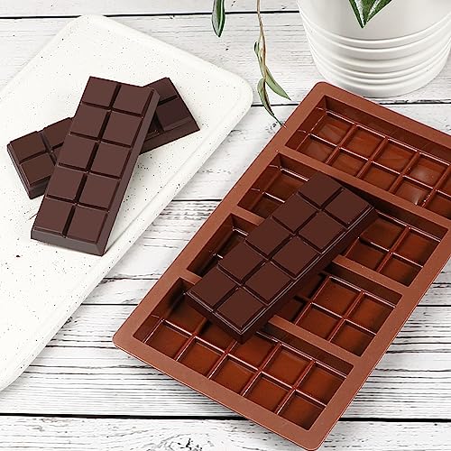 Webake Chocolate Bar Mold Deep for Stuffed, Break-Apart Chocolate Silicone Candy Bar Mold for Filling Chocolate, Candy, Wax Melt, Break Apart, Pack of 2