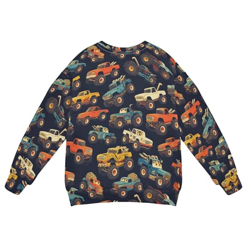 JUNZAN Monster Colorful Trucks Black Little Boys Hooded Sweatshirt Long Sleeve Tops Clothing Shirts Party 4T2