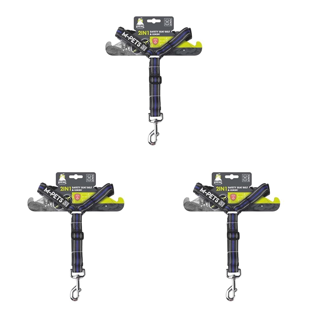 M-PETS HIKING 2IN1 GÖĞÜS TASMASI+EMNİYET KEMERLİ TASMA MAVİ (3 paketi)
