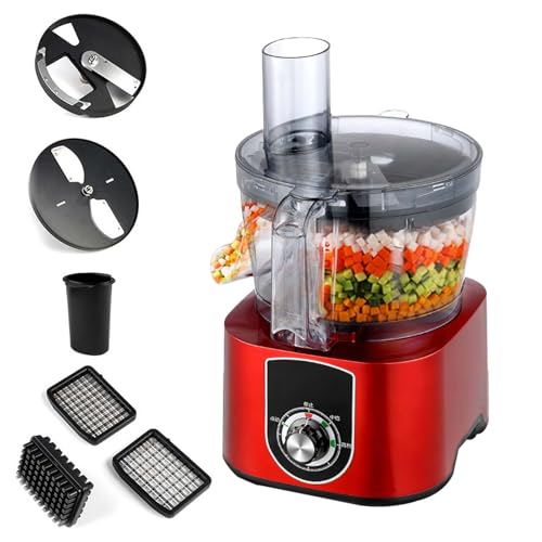 Cortadora De Verduras EléCtrica Comercial - Cortadora AutomáTica De Cebolla Y Papa Procesador De Alimentos Y Cortador De Frutas Con Cuchillas De 8/10 Mm - 2 Velocidades Ajustables,Red