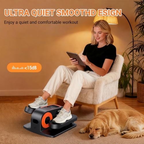 Image of Under Desk Elliptical, Elliptical Leg Exerciser for Seniors, Home Portable Elliptical with Remote Control and 12 Adjustable Speeds, Electric Seated Pedal Exerciser