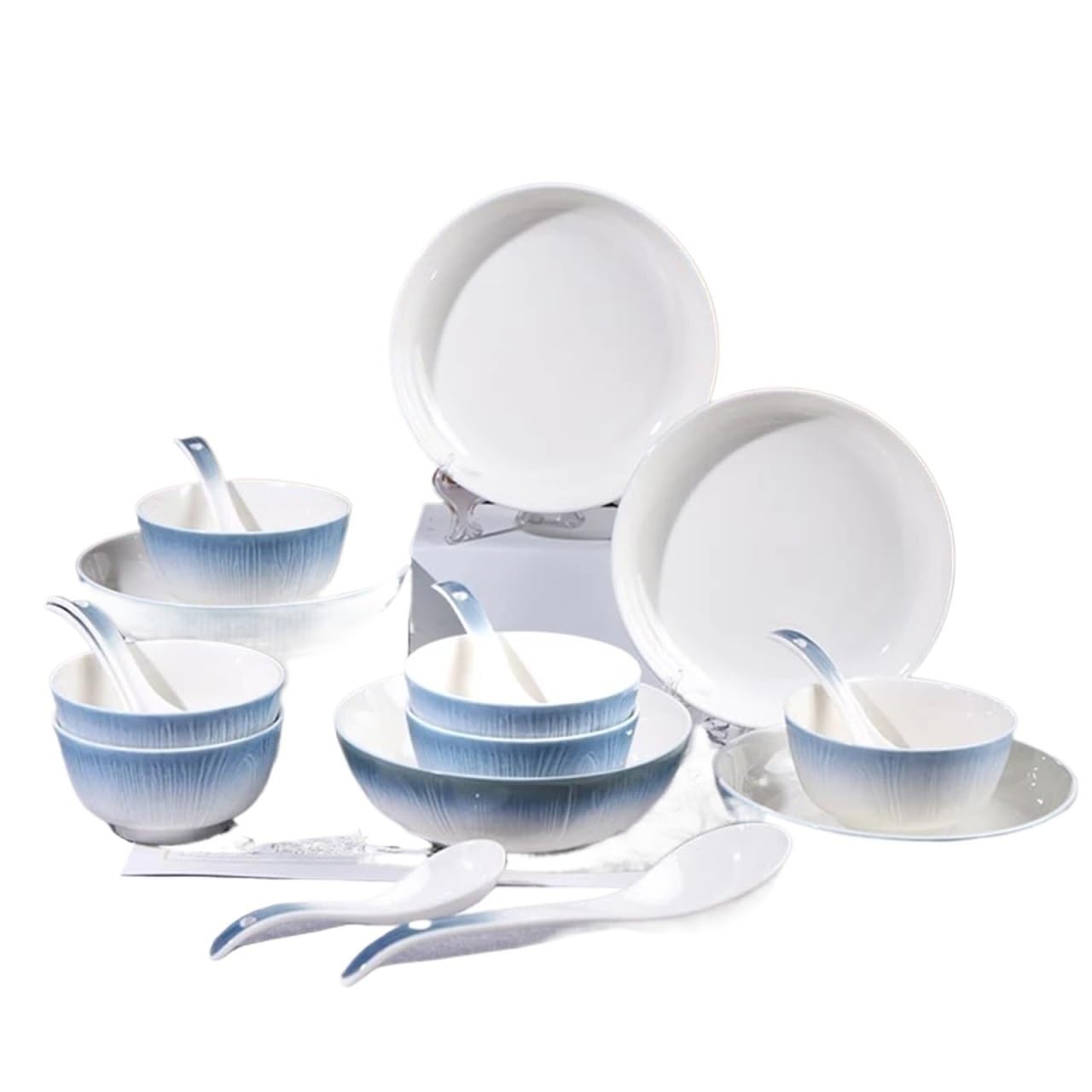 Geschirrset, Keramik-Teller, 24-Teilig, Spülmaschinenfest, Elegant