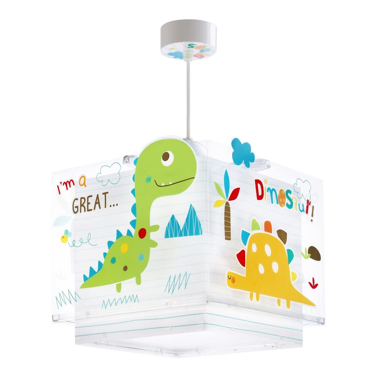 Dalber Lámpara Infantil de Techo Colgante Dinosaurios Dinos E27, Multicolor
