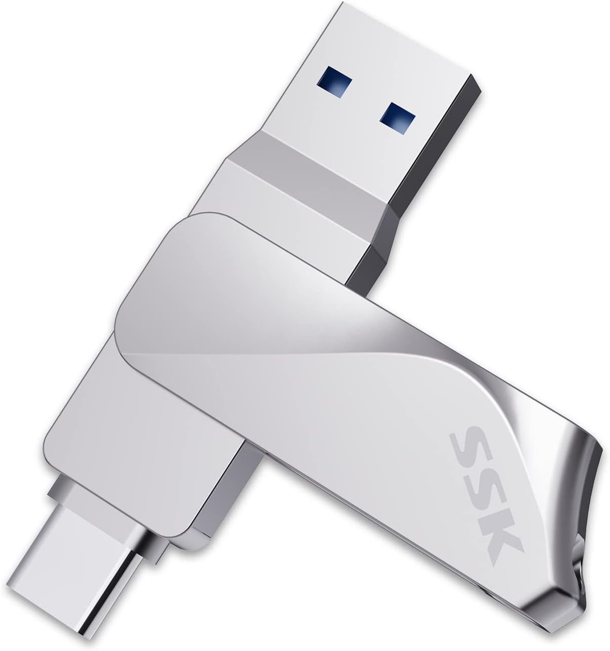 SSK USB C Flash Drive Dual Drive, 2 in 1 OTG Type C + USB A 3.2 Gen 1 Memory Stick Thumb Drive, Pendrive up to 200MB/s Transfer Speed Photo Stick for Android Phones/Tablets/Mac/Laptop, 128GB