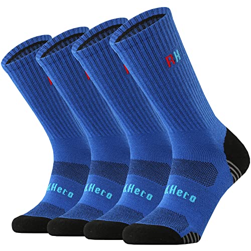 Redhero Men's Merino Wool Cushion Crew Socks With Light Mesh Ventilating Performance Comfort Fit Casual Outdoor Trail Hiking(Sapphire L) #TOP8
