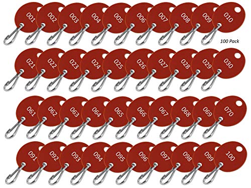Porte clé ovale marron à crochet avec numéros imprimés 1-100