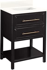 Signature Hardware 477157 Robertson 24" Free Standing Single Vanity Set with Mahogany Cabinet, Vanity Top, and Rectangular Undermount Vitreous China Sink - No Faucet Holes - Black/Arctic White