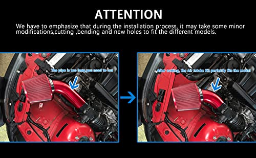Universal Car Air Intake Kit High Flow 3 Inch Cold Air Intake Induction Pipe Hose Kit With Air Filter #TOP1