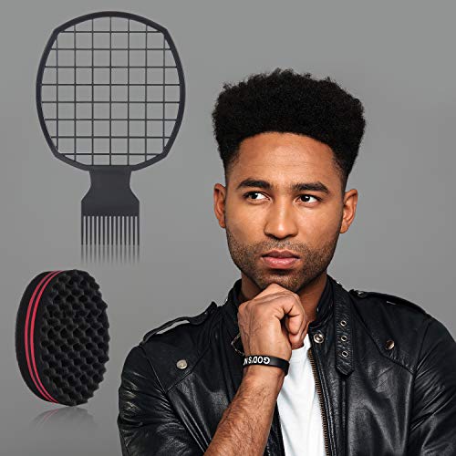 2 Pieces Afro Twist Hair Comb With Twist Wave Barber Tool Twist Brush Curl Comb Twist Hair Sponge Twist Wave Curl Brush Comb Twist Hair Coils Comb For Natural Hair (Black) #TOP7