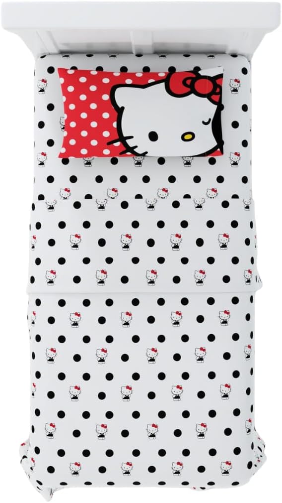 Franco Hello Kitty Bedding Super Soft Microfiber 3 Piece Twin Sheet Set, (Official Licensed Product)