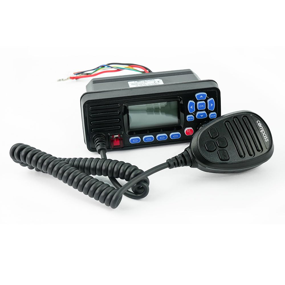 Compass CX-800 Seefunkgerät mit DSC, GPS, ATIS I IPX7 Wasserdicht I Dual Receiver & GNSS-Modul I Inklusive Binnenfunk mit großem Display