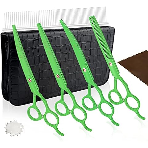 LILYS PET 7inch Professional PET DOG Grooming scissors suit Cutting&Curved&Thinning shears (Green) Cover
