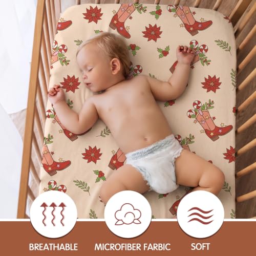 Image of Vitalcozy 4 Pcs Western Christmas Crib Sheet for Standard Nursery Decor