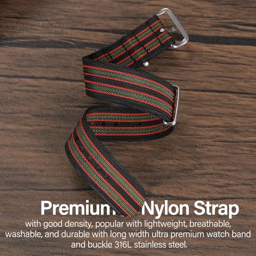 Image of TACTICAL FROG Nylon Watch Band 18mm 19 mm 20mm 22 mm 24 mm, Waterproof Military Watch Straps Replacement for Men Women, With Stainless Steel Buckle