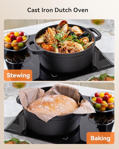 Warmiehomy Cast Iron Dutch Oven,8L Heavy Duty Dutch Oven Pot with Lid,Non-Stick Cast Iron Pot with Two Handles for Indoor Outdoor,28cm - Image 5