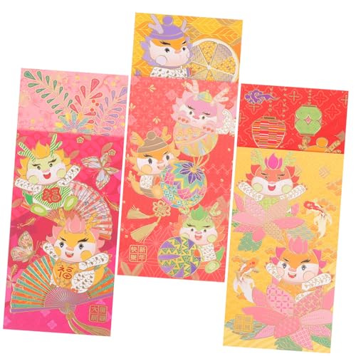 LOLIPPYY 6個中国風可愛い紙製赤い封筒 年新年用おしゃれ伝統的祝儀袋 ポータブルで耐久性あり お年玉やお祝いに