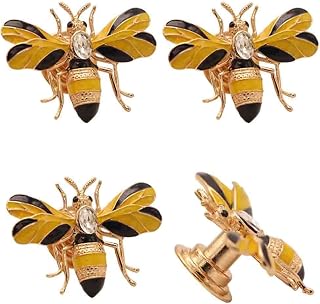 haowei Bee knobs Cabinet Knob 4 Pcs Elegant Bee Pull Drawer Dresser Wardrobes Door Knob Handle Furniture Hardware Kitchen Cupboard Decorative Accessories (Bee)