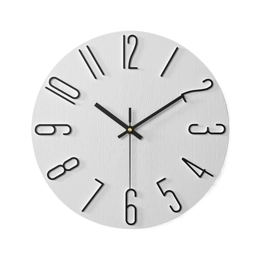 J9V4G6S3B5 Analogue Wall Clock Living Room Wall Clock Simple Creative Home Fashion Decorative 12 Inch 30CM for Room Decoration(White)