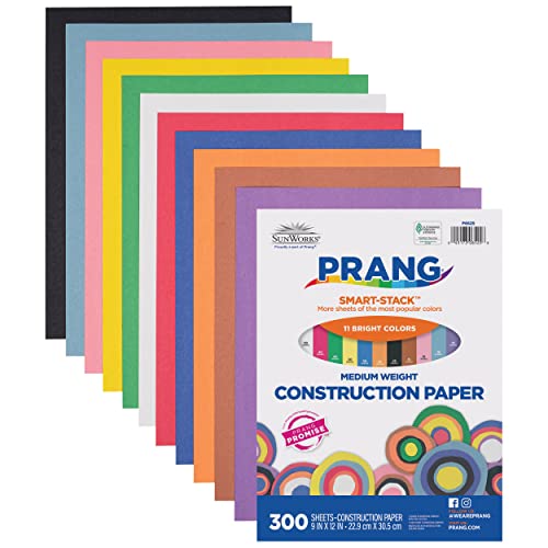 Image of SunWorks Construction Paper Smart-Stack Assortment, 11 Colors, 300 Sheets (9 inches x12 inches),