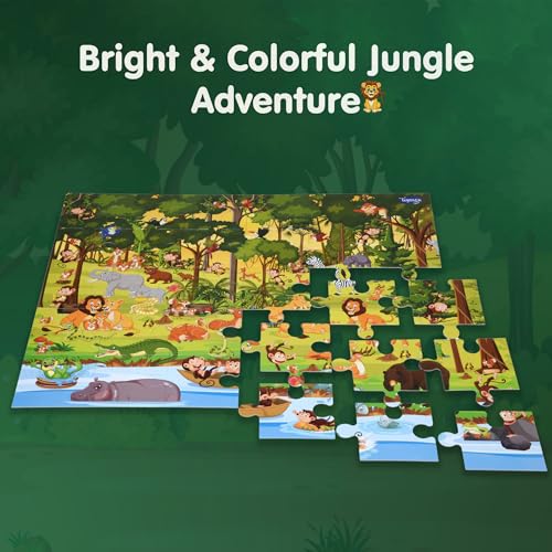Image of Find The Character | Animals! Jungle Fun | 30 Pieces Floor Jigsaw Puzzle for Kids 3+ Years | Find The Squirrel & Coloring DIY Activity | Wild Animals Jigsaw Puzzle