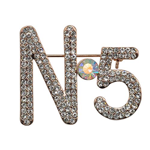 Elegant Charm Female Letter 5 Brooches Crystal Brooch Pins Jewelry Women (Gold)