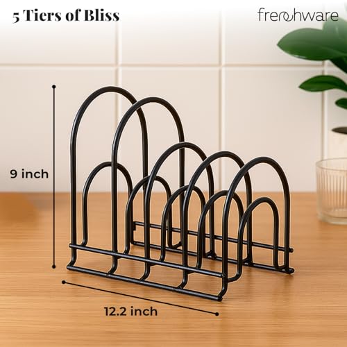 Image of Frenchware Heavy Duty 5-Tier Horizontally Tawa Stand Shelf, 12.2 x 9 inch | For Skillets, Griddles, Trays, Freestanding or Wall-Mounted, Space Saving