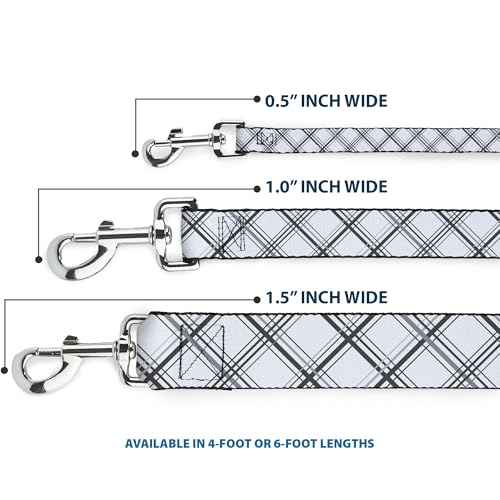 Laisse pour chien Buckle-Down en différentes longueurs blanc et gris