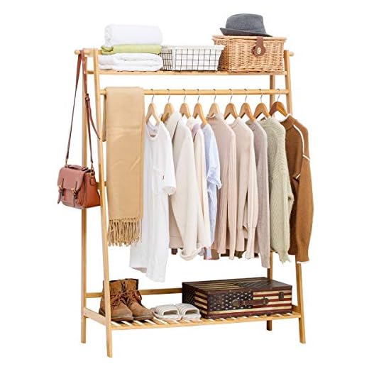 Heavy Duty Bamboo Garment Rack with Shelf