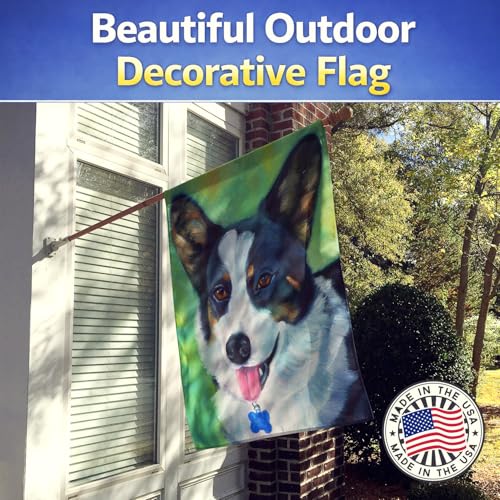Drapeau Corgi de jardin multicolore pour décorer votre terrasse de maison